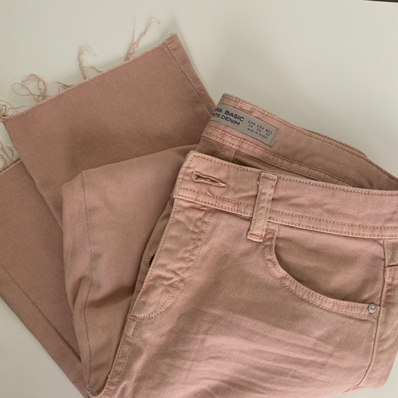 jeans with pink fringe